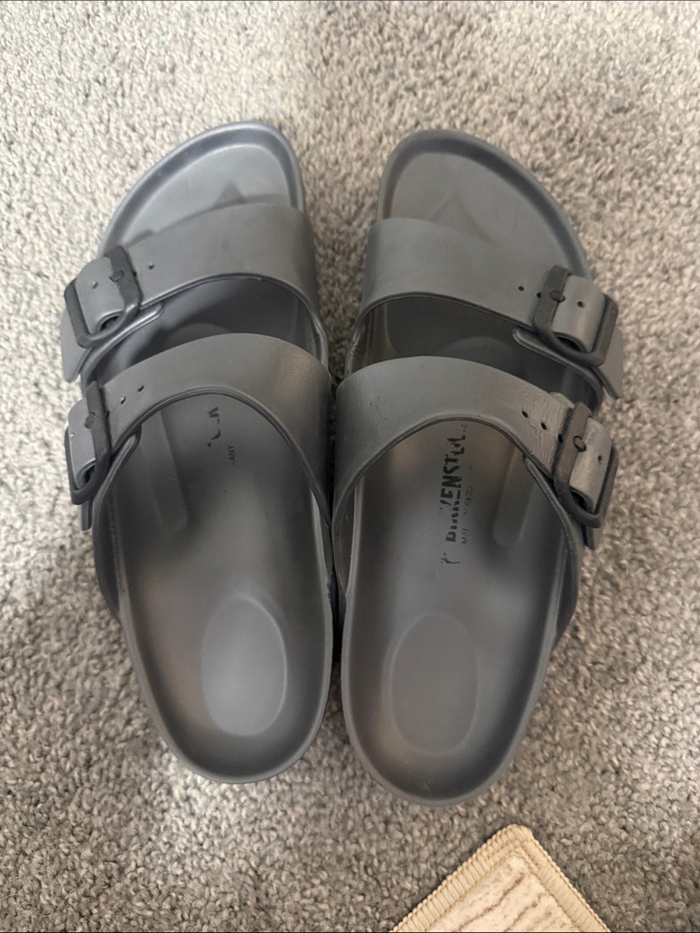 Birkenstock womens Double-Buckle Slide Sandals in Gray